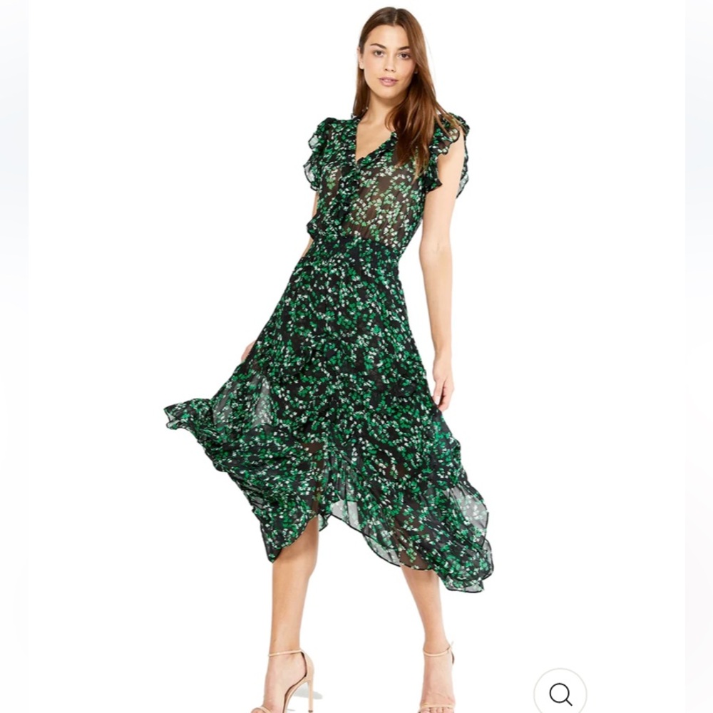 MISA - Dakota Dress in Green Mini Blooms